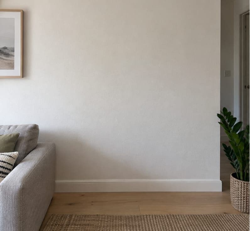 Before: living-room wall beside a sofa